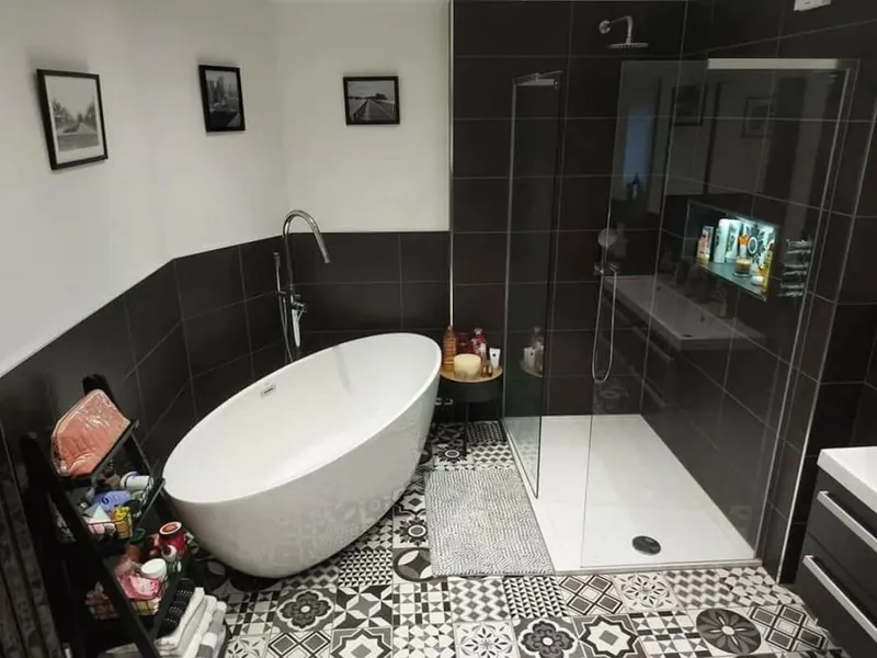 Bold family bathroom in Ashton-in-Makerfield, finished